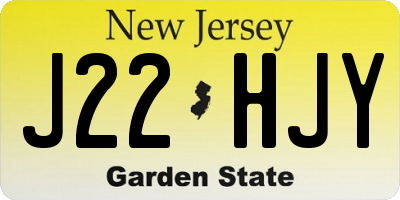 NJ license plate J22HJY