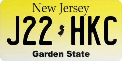 NJ license plate J22HKC