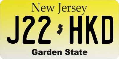 NJ license plate J22HKD