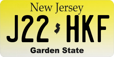 NJ license plate J22HKF