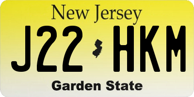 NJ license plate J22HKM