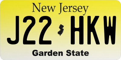 NJ license plate J22HKW
