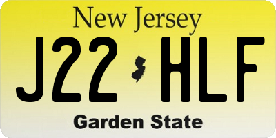 NJ license plate J22HLF