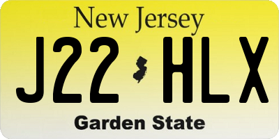 NJ license plate J22HLX
