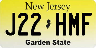 NJ license plate J22HMF
