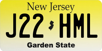 NJ license plate J22HML