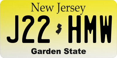 NJ license plate J22HMW