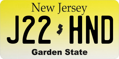 NJ license plate J22HND