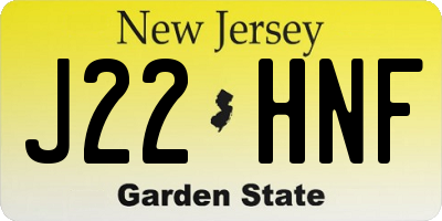 NJ license plate J22HNF