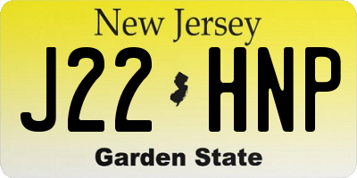 NJ license plate J22HNP