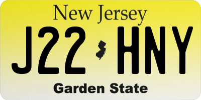 NJ license plate J22HNY