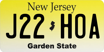 NJ license plate J22HOA