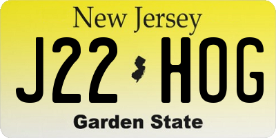 NJ license plate J22HOG