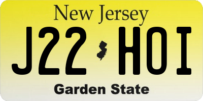 NJ license plate J22HOI