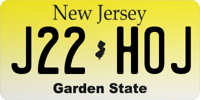 NJ license plate J22HOJ