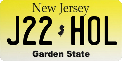 NJ license plate J22HOL