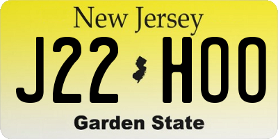 NJ license plate J22HOO