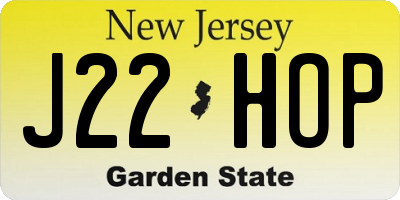 NJ license plate J22HOP