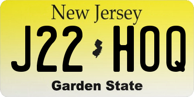 NJ license plate J22HOQ