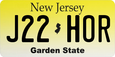 NJ license plate J22HOR