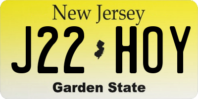 NJ license plate J22HOY