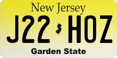 NJ license plate J22HOZ