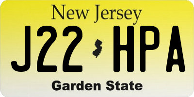 NJ license plate J22HPA