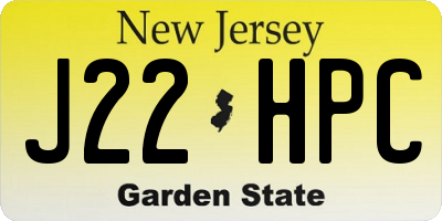 NJ license plate J22HPC