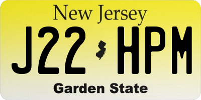 NJ license plate J22HPM