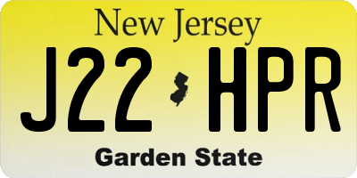 NJ license plate J22HPR