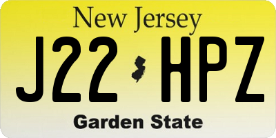 NJ license plate J22HPZ