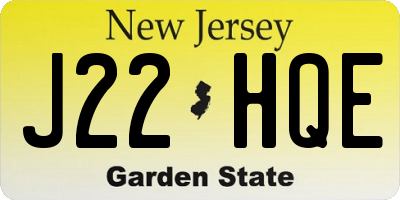 NJ license plate J22HQE
