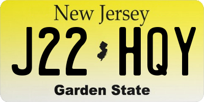 NJ license plate J22HQY