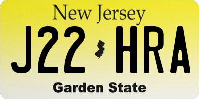 NJ license plate J22HRA