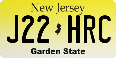 NJ license plate J22HRC