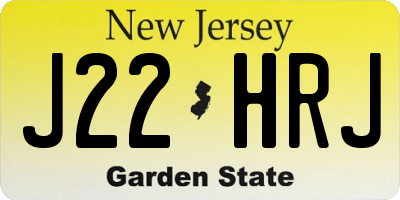 NJ license plate J22HRJ