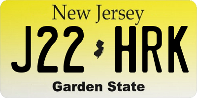NJ license plate J22HRK