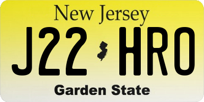 NJ license plate J22HRO