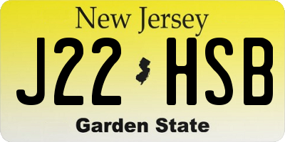 NJ license plate J22HSB