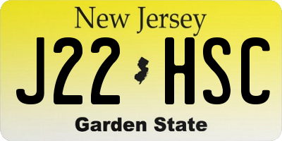 NJ license plate J22HSC
