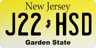 NJ license plate J22HSD