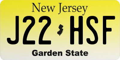 NJ license plate J22HSF