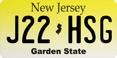 NJ license plate J22HSG