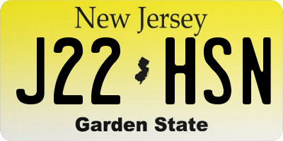 NJ license plate J22HSN