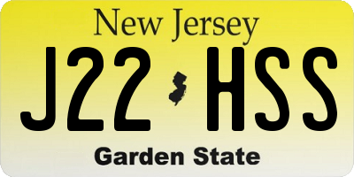 NJ license plate J22HSS