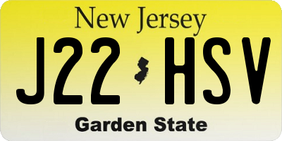 NJ license plate J22HSV