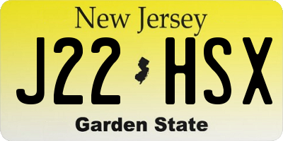 NJ license plate J22HSX