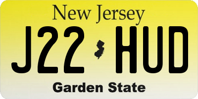 NJ license plate J22HUD