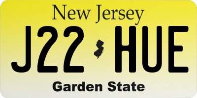 NJ license plate J22HUE