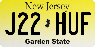 NJ license plate J22HUF